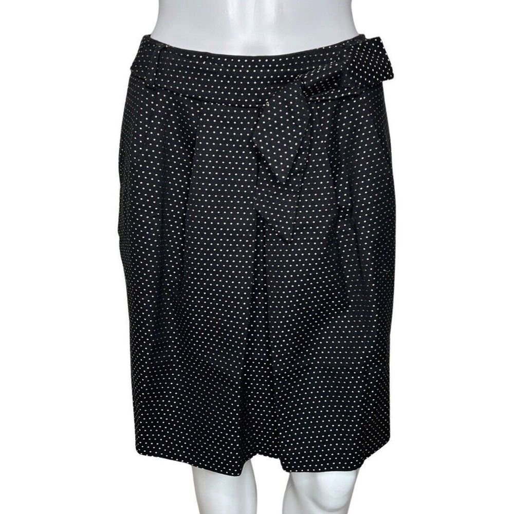 Talbots Skirt Womens 4 Petite Black Cream Polka Dots Pleats Preppy Retro Vintage
